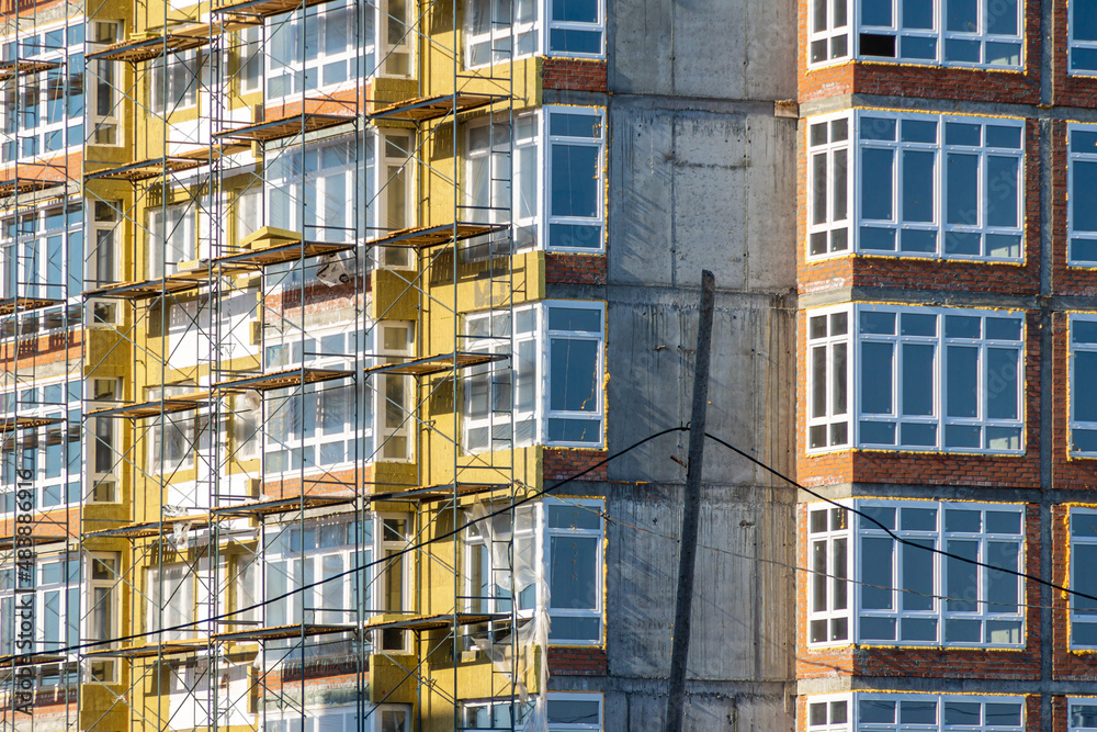 Fototapeta premium insulation with mineral insulation boards of the facade of a residential building
