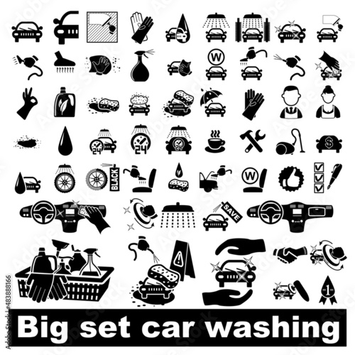 Car wash icons set