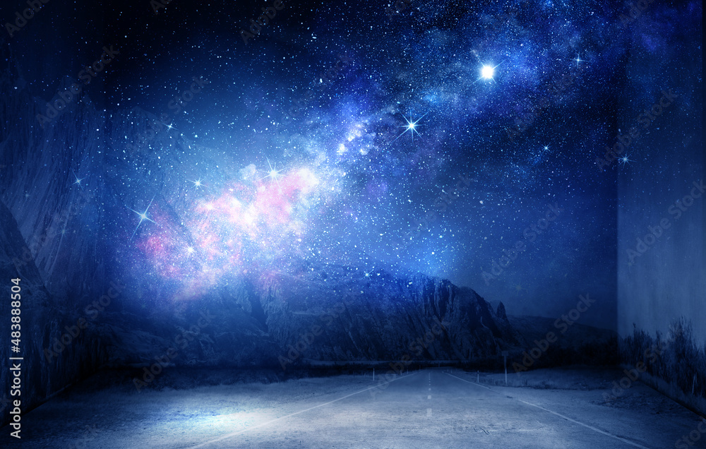 Fototapeta premium Starry night image . Mixed media
