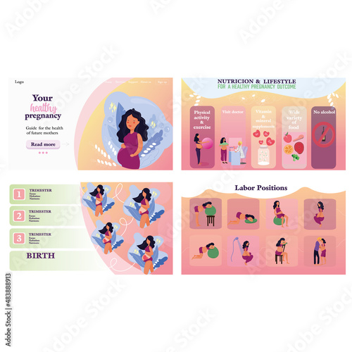 infographic or webcite elements with pregnant women