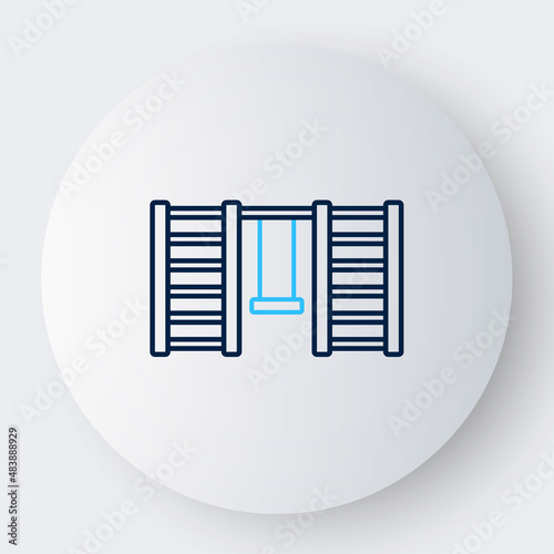 Line Wooden Swedish wall icon isolated on white background. Swedish stairs. Colorful outline concept. Vector