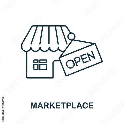 Marketplace icon. Line element from market economy collection. Linear Marketplace icon sign for web design, infographics and more.