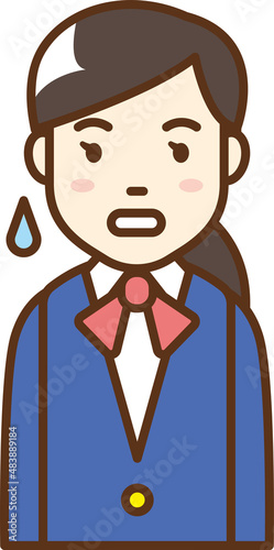 Illustration of a stunned woman in uniform
