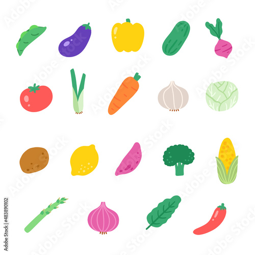 Fototapeta Naklejka Na Ścianę i Meble -  vector vegetable flat icon set