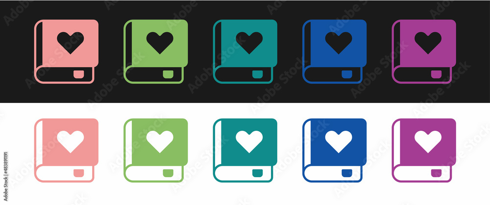 Set Romance book icon isolated on black and white background. Vector Set Romance book icon isolated on black and white background. Vector