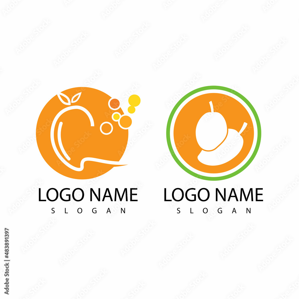 Naklejka premium Mango logo template vector icon design Illustration