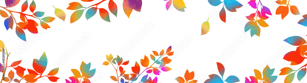 Background for advertising, congratulations, postcards from colorful leaves. Horizontal Autumn sale poster. Place for your text. Vector illustration