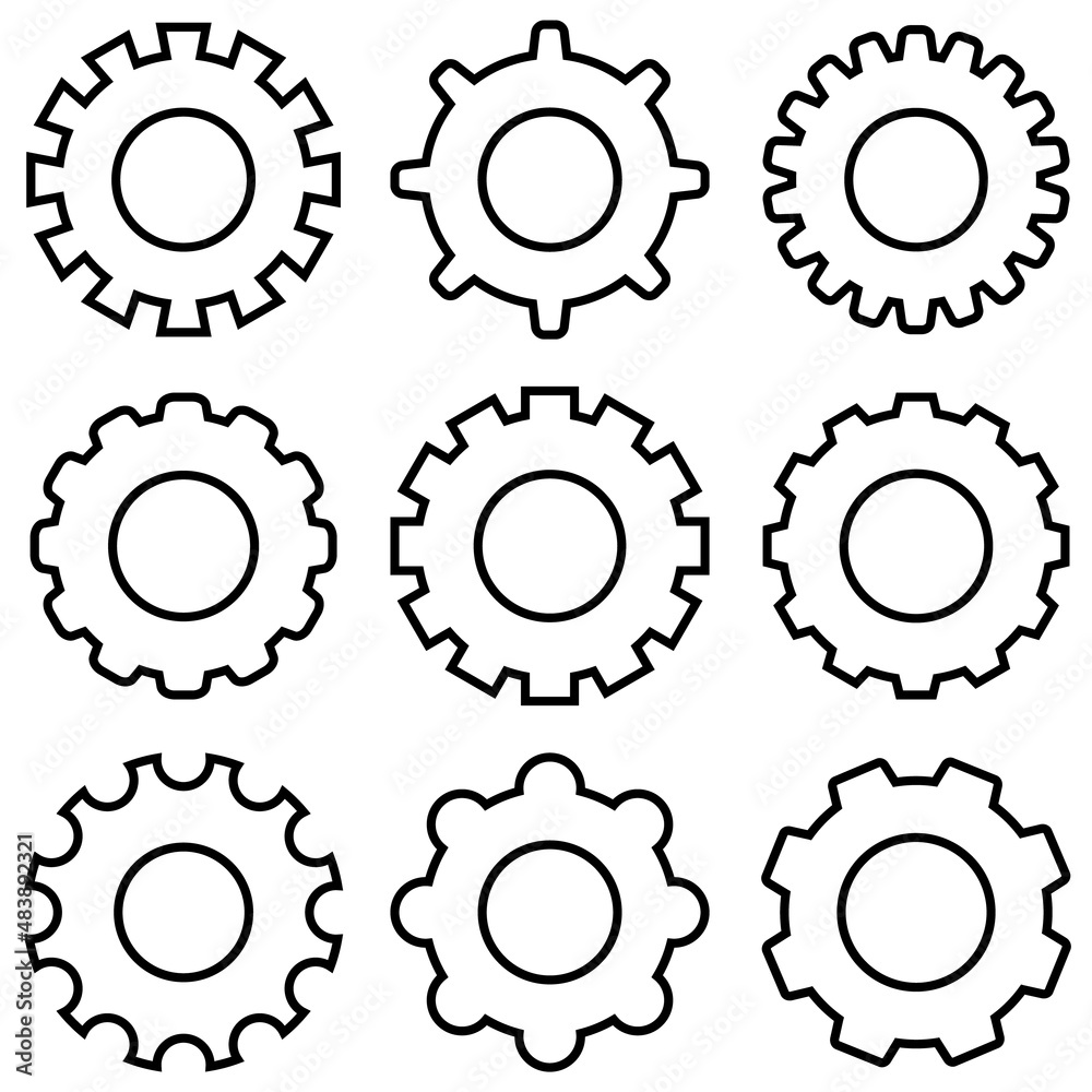 Gear line icon, vector outline logo isolated on white background