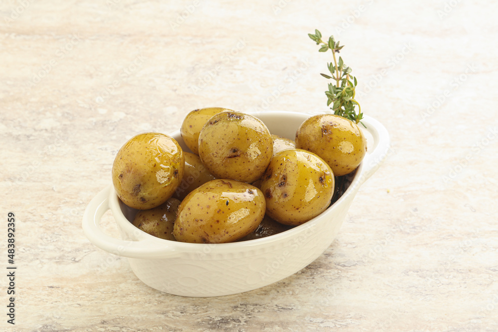 Boiled baby potato in the bowl Boiled baby potato in the bowl
