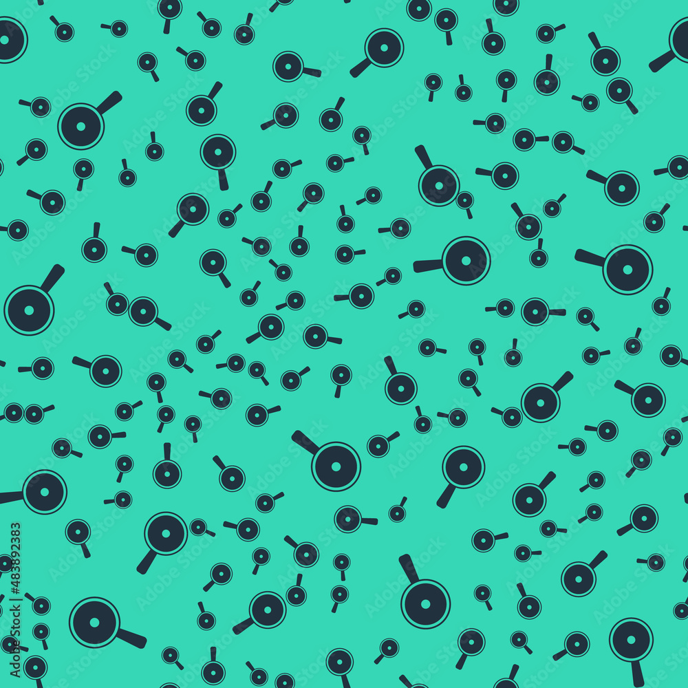 Black Frying pan icon isolated seamless pattern on green background. Fry or roast food symbol. Vector Black Frying pan icon isolated seamless pattern on green background. Fry or roast food symbol. Vector