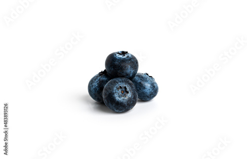 Blueberries isolated on a white background. Macro photo.