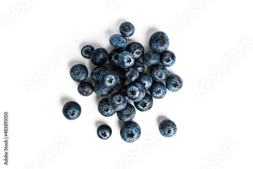 Blueberries isolated on a white background. Macro photo.