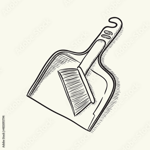Set of  scoop and brush. Hand drawn vector illustration