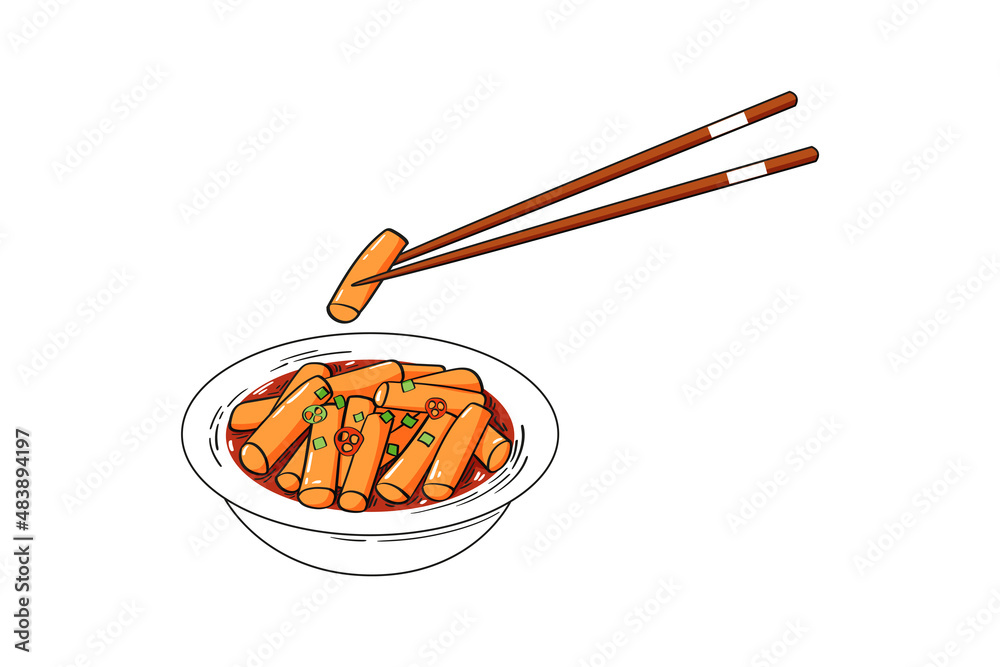 Korean Rice Cakes Tteokbokki In Hot Spicy Sauce Stock Vector Adobe Stock korean-rice-cakes-tteokbokki-in-hot-spicy-sauce-stock-vector-adobe-stock