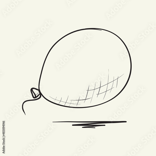 Black and white ball. Hand drawn vector illustration.