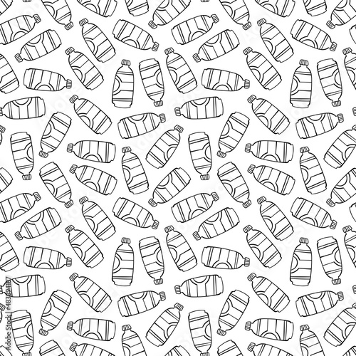 Water bottle. Seamless vector pattern (background). Cartoon print. 