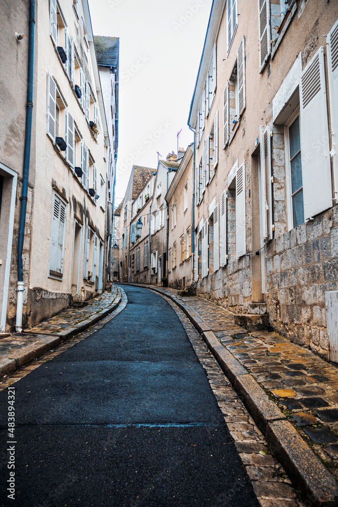 Beautiful Street view of Buildings, Chartres city, France.