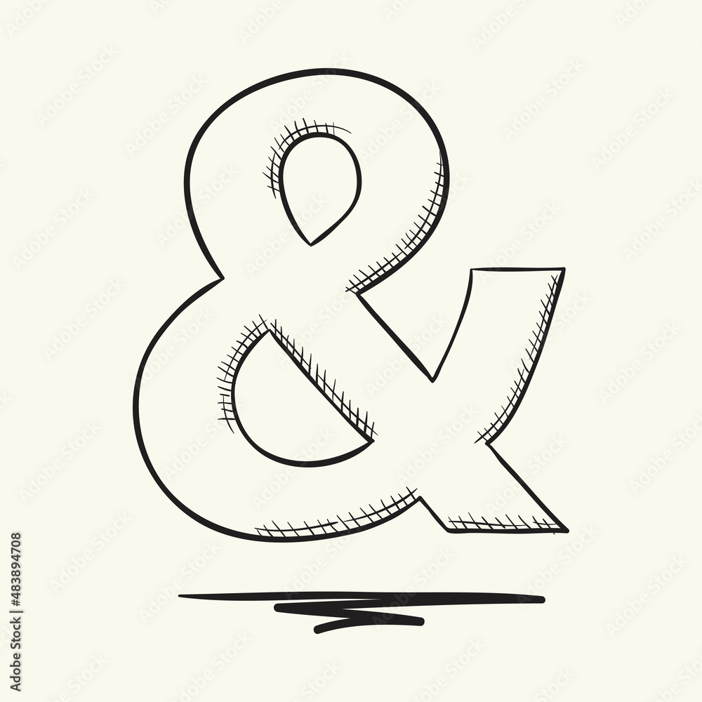 Ampersand icon. Hand drawn vector illustration.
