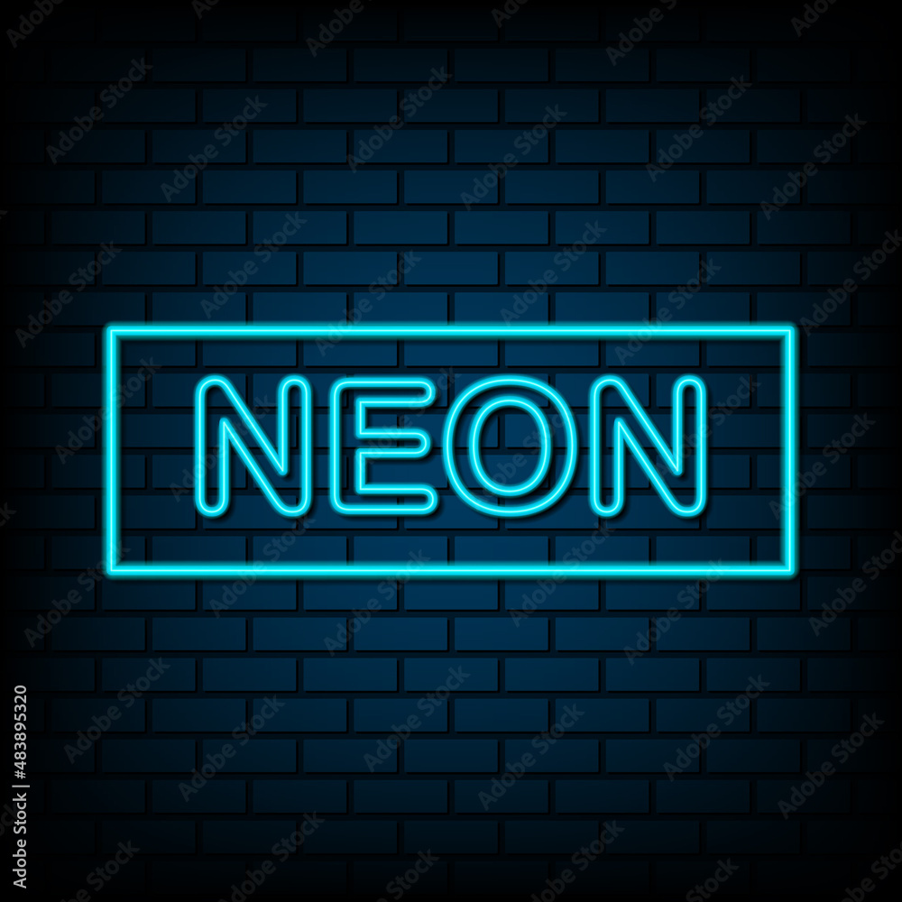 Neon sign of frame on brick wall background, vector illustration Neon sign of frame on brick wall background, vector illustration