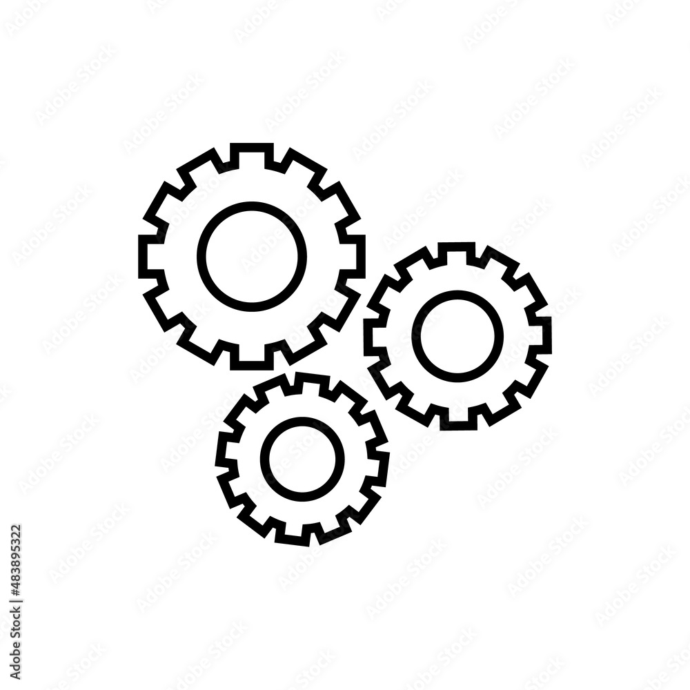 Gears line icon, vector outline logo isolated on white background Gears line icon, vector outline logo isolated on white background