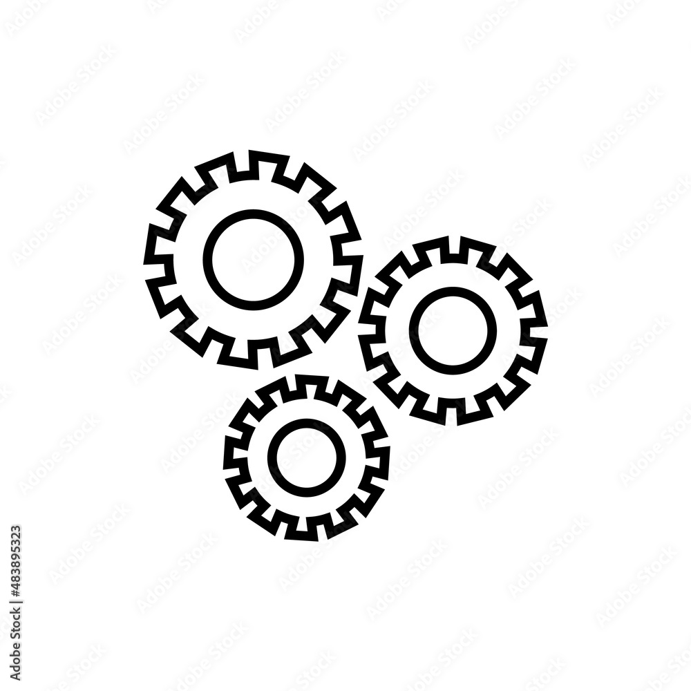 Gears line icon, vector outline logo isolated on white background Gears line icon, vector outline logo isolated on white background