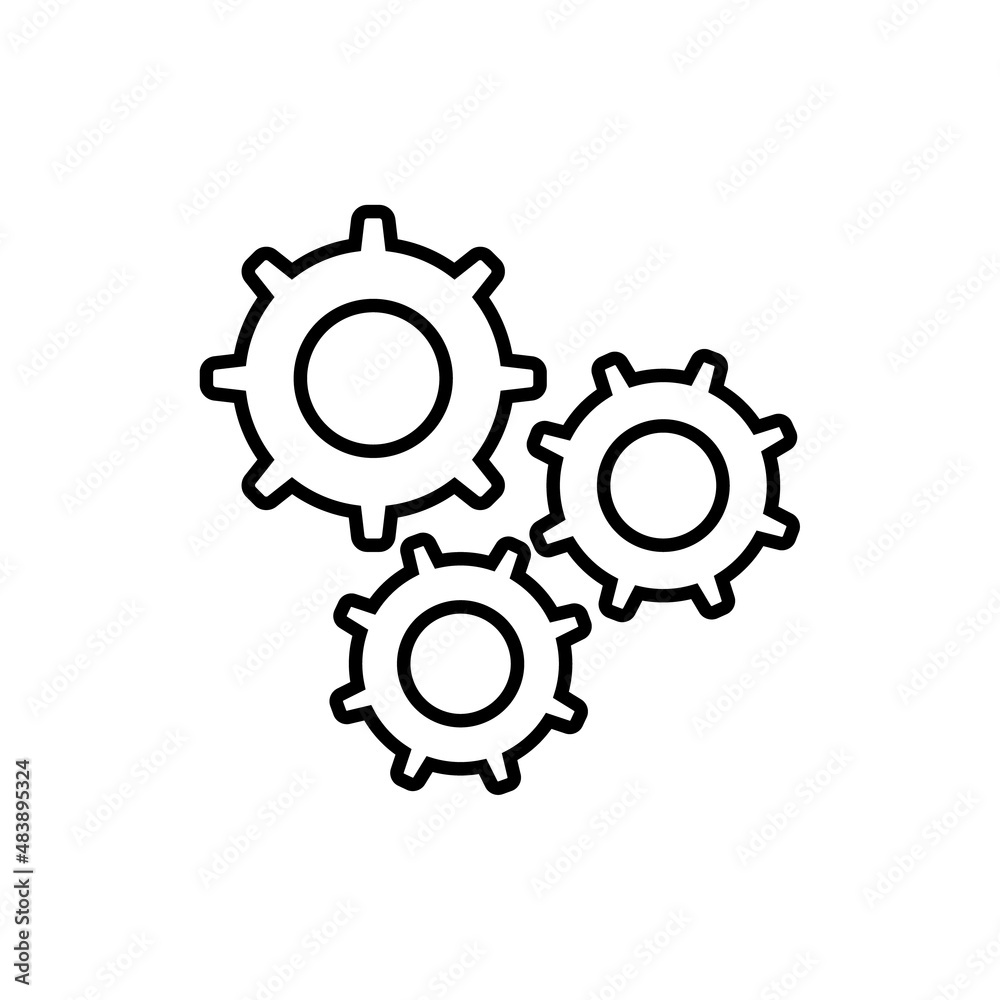 Gears line icon, vector outline logo isolated on white background Gears line icon, vector outline logo isolated on white background