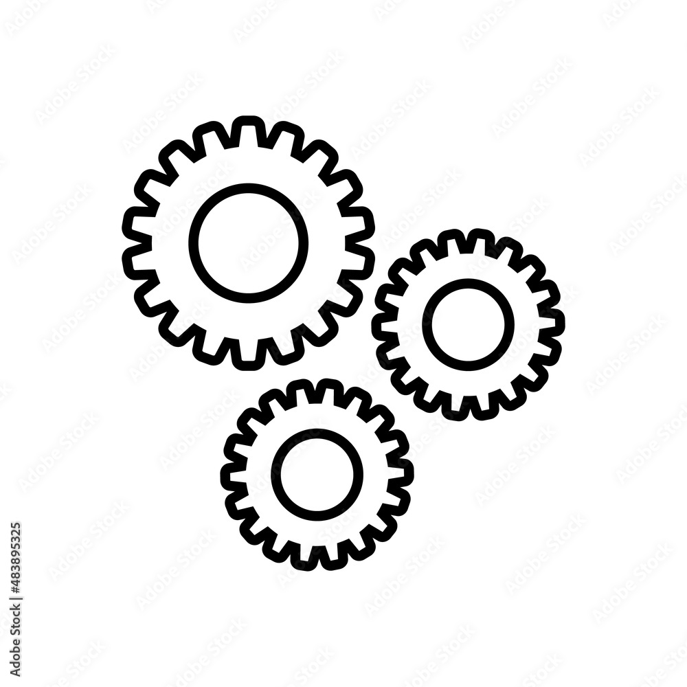 Gears line icon, vector outline logo isolated on white background Gears line icon, vector outline logo isolated on white background