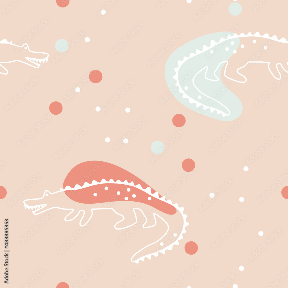 Safari animals line drawing nursery seamless pattern for creating cute scandinavian kids room textile and baby clothing