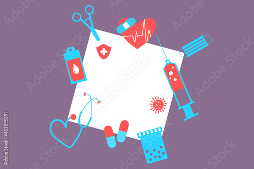 Medical drugs, pill, medical pills, bottle pills, capsule and medicine. Flat vector illustration design concept of healthcare and medicine. Medical support, medication shopping, pharmacy, drug store.	