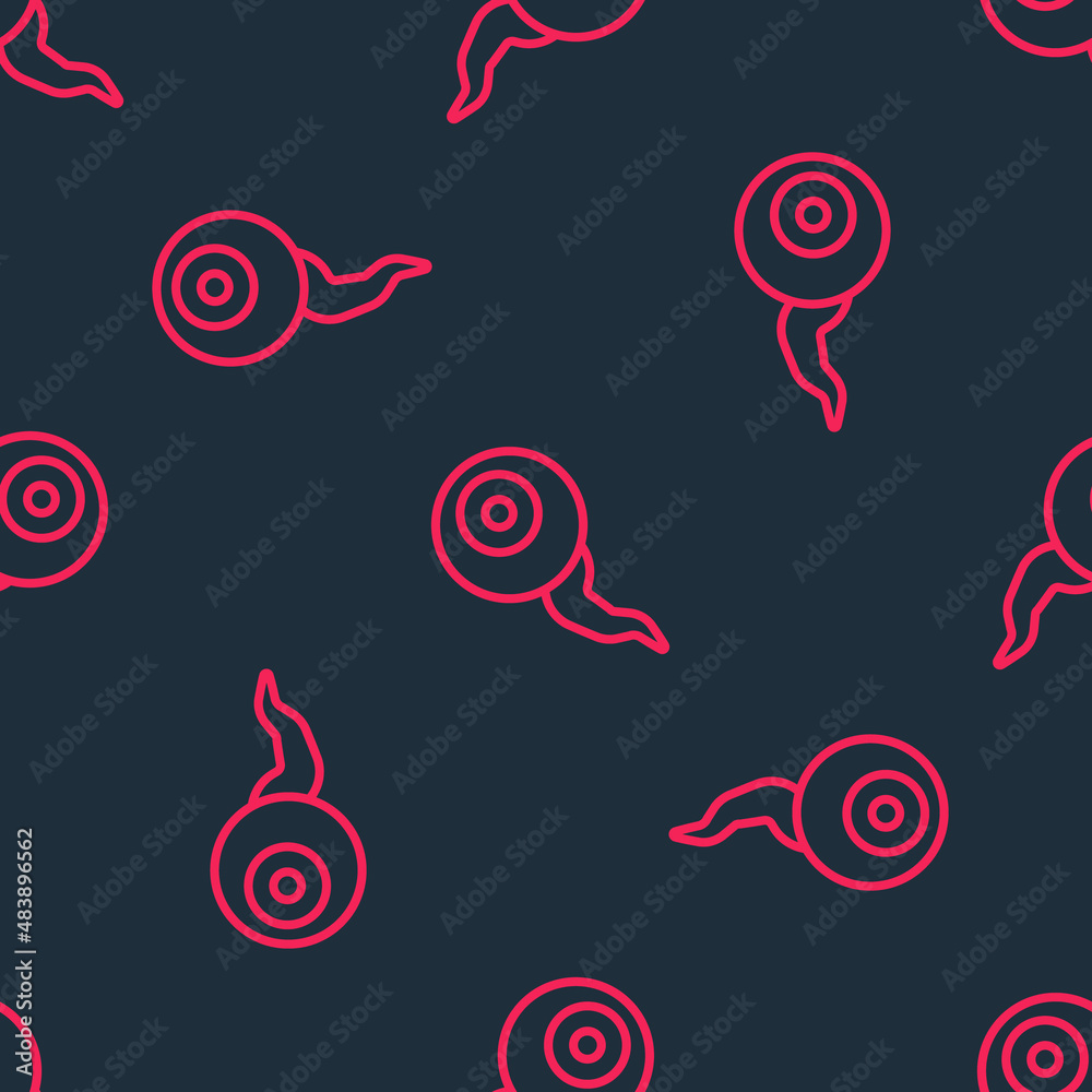 Red line Eye icon isolated seamless pattern on black background. Happy Halloween party. Vector Red line Eye icon isolated seamless pattern on black background. Happy Halloween party. Vector