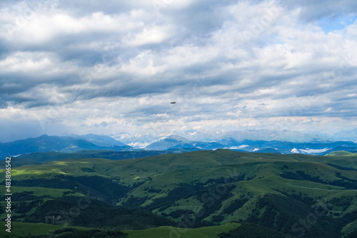 Fototapeta Naklejka Na Ścianę i Meble -  View of the mountains and the Bermamyt plateau in the Karachay-Cherkess Republic, Russia.