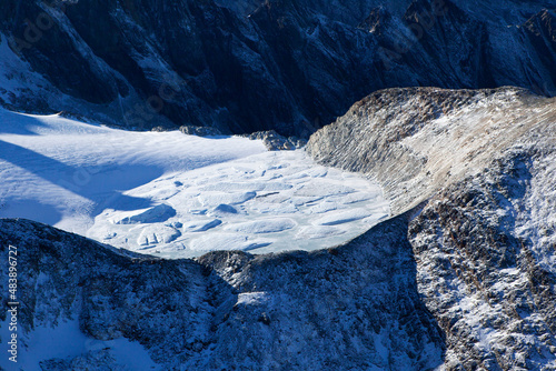 Argentina, Tierra del Fuego, Ushuaia, Helicopter view of peak in Andes photo