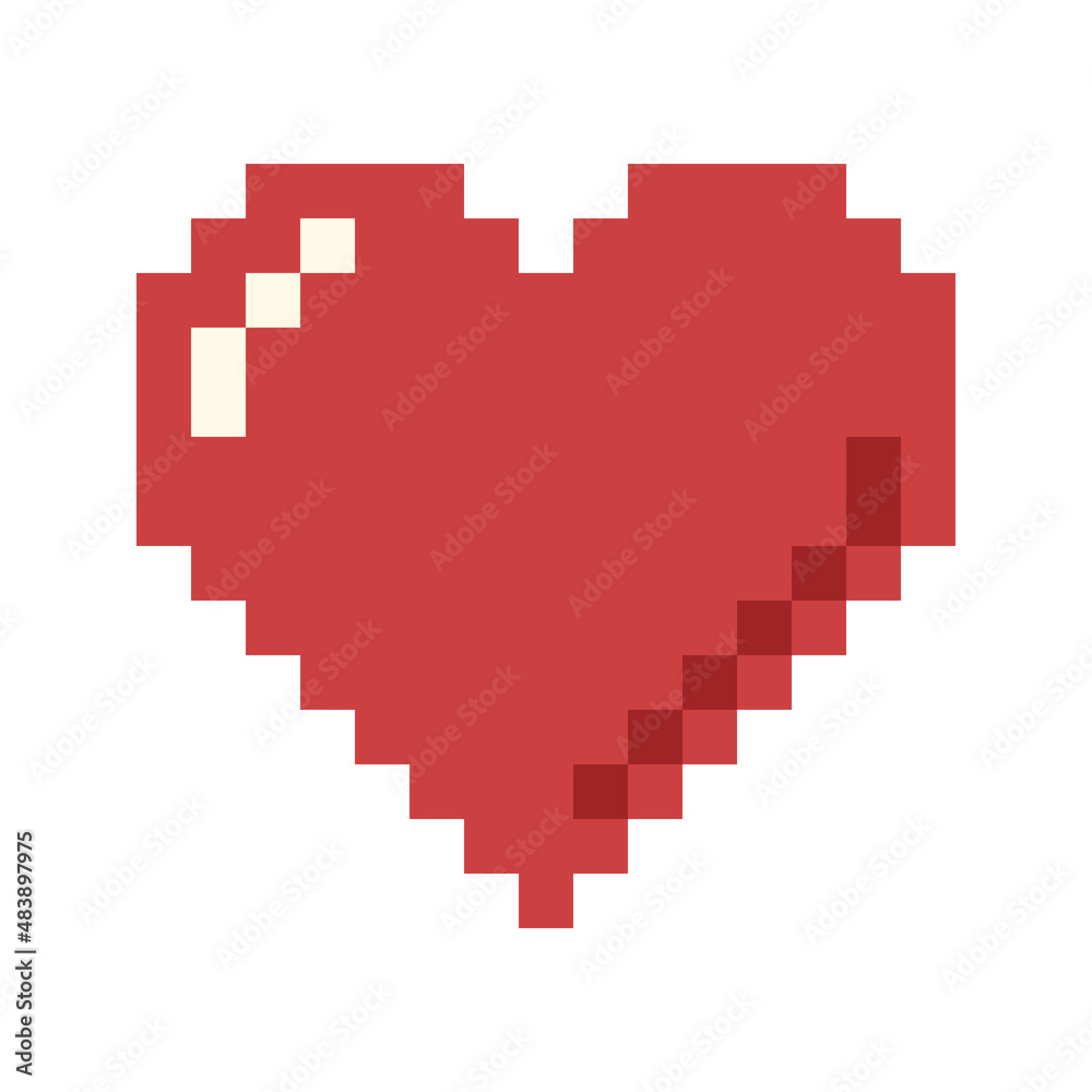 Cute cartoon heart. Pixel art vector illustration. Retro computer screen design concept. Simple shape and colors. Love and Valentine day symbol