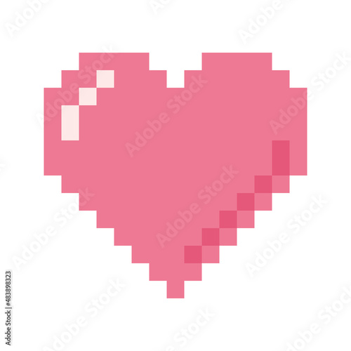 Cute cartoon heart. Pixel art vector illustration. Retro computer screen design concept. Simple shape and colors. Love and Valentine day symbol