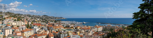 Italy, Liguria, Sanremo, Panoramic view from Belvedere della Madonna Della Costa observation deck