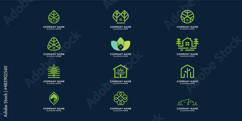 Nature greenhouse logo design vector