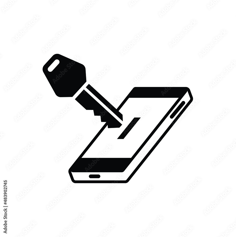 Key of phone icon vector isolated on white, sign and symbol illustration. Key of phone icon vector isolated on white, sign and symbol illustration.