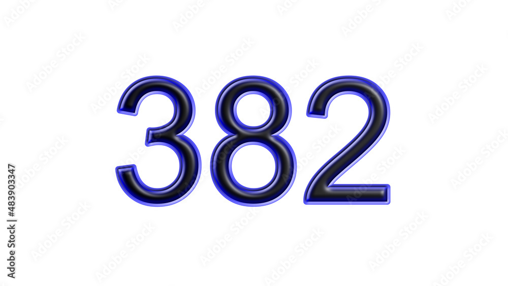 blue 382 number 3d effect white background blue 382 number 3d effect white background