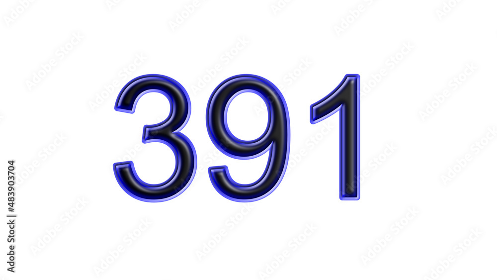 blue 391 number 3d effect white background blue 391 number 3d effect white background