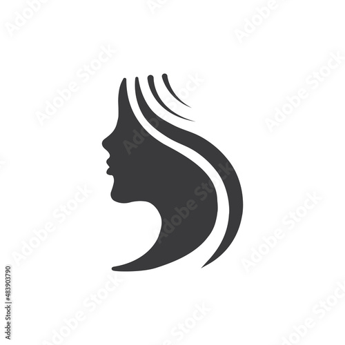 Profile of a young woman with long hair