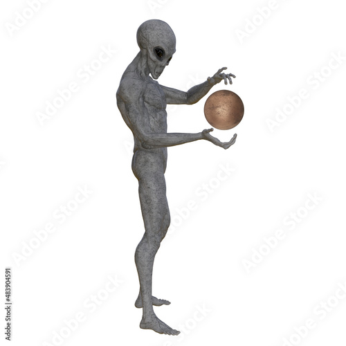 Alien with magic sphere. Is...