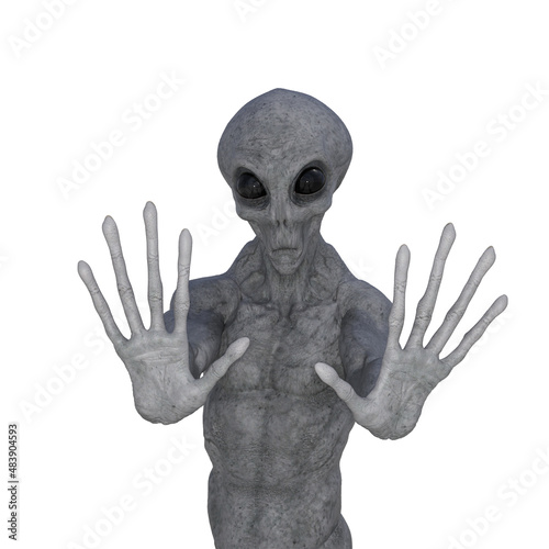 Humanoid alien shows stop g...