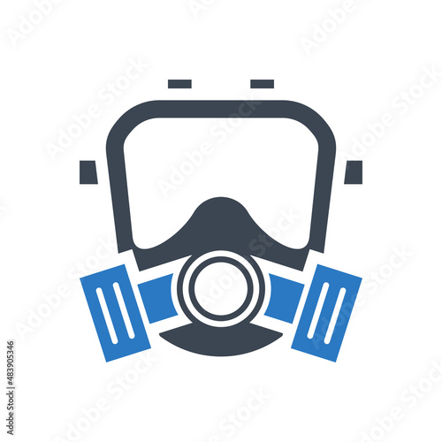 Gas mask related vector glyph icon. Gas mask sign. Isolated on white background. Editable vector illustration