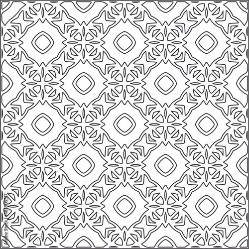 Vector pattern with symmetrical elements . Repeating geometric tiles from striped elements.Monochrome texture.Black and white pattern for wallpapers and backgrounds.line art.