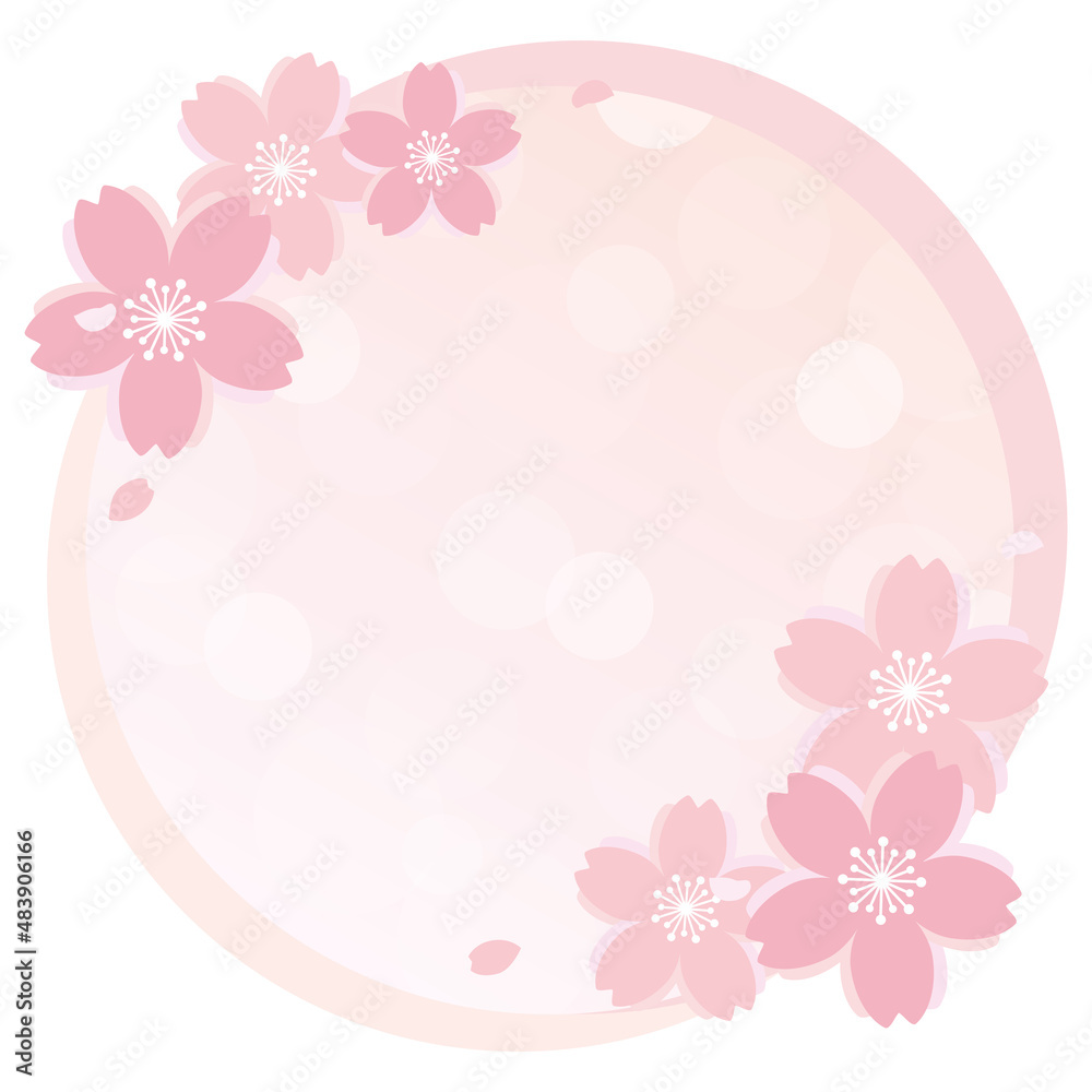桜の淡いフレーム 円形 Cherry blossoms frame 桜の淡いフレーム 円形 Cherry blossoms frame