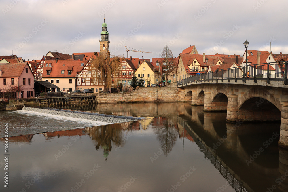 Fototapeta premium Fränkisches Kleinod; Blick auf Lauf a. d. Pegnitz