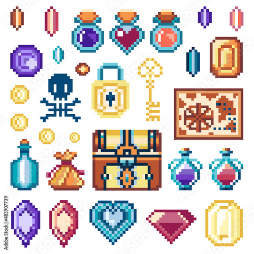 Pixel Arts Treasures and Potions Game Assets