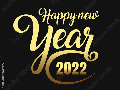 2022 Happy New Year in golden design, Holiday greeting card design