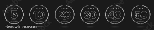 Anniversary Silver laurel wreath label set Vector