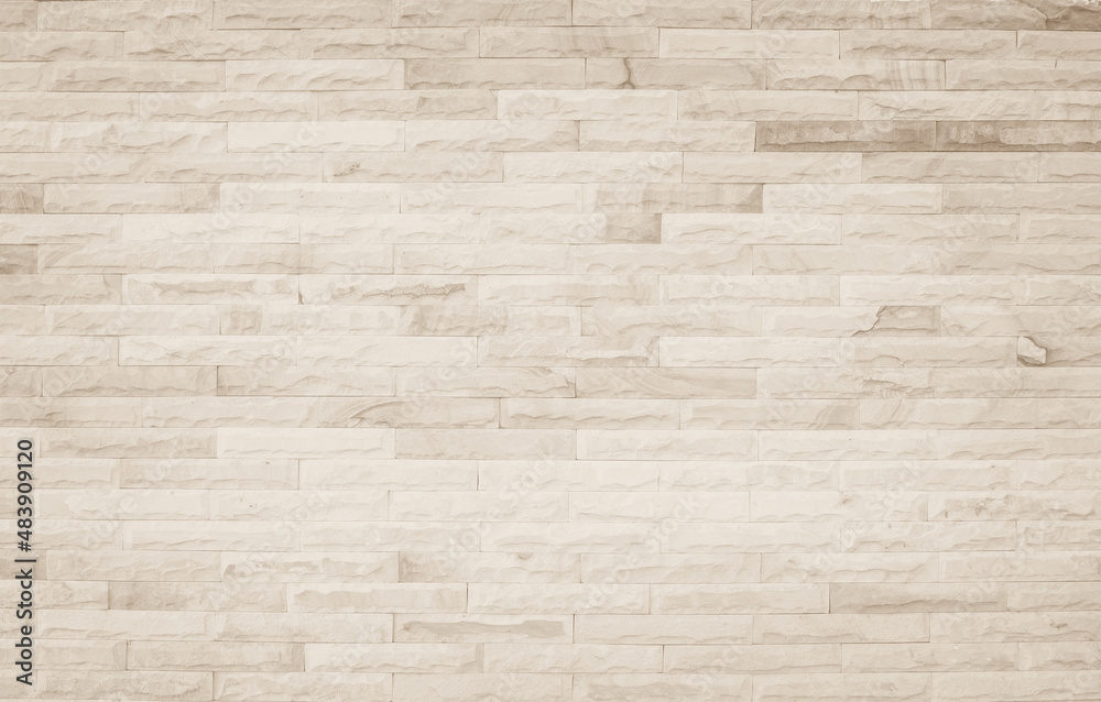 Empty background of wide cream brick wall texture. Beige old brown brick wall concrete or stone design backdrop. Empty background of wide cream brick wall texture. Beige old brown brick wall concrete or stone design backdrop.